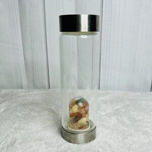 Vitajuwel Wellness Glass Water Bottle with Gemstones Multicolor Crystals Tumbler